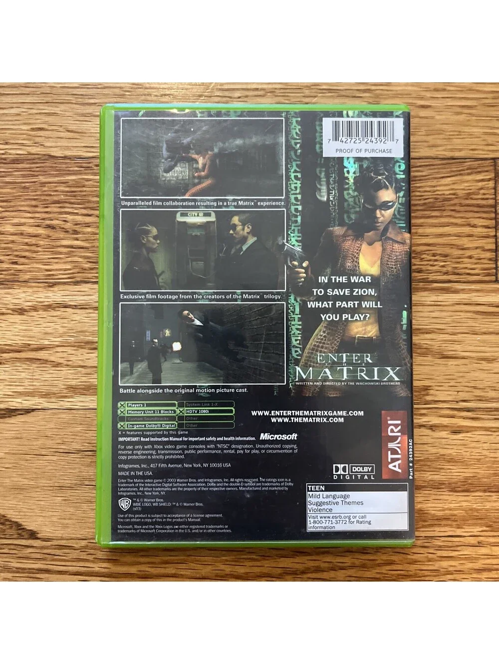 Enter the Matrix (Microsoft Xbox, 2003) Complete With Manual